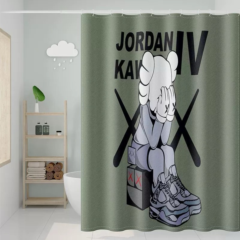 Jordan Green Shower Modern Design Curtain